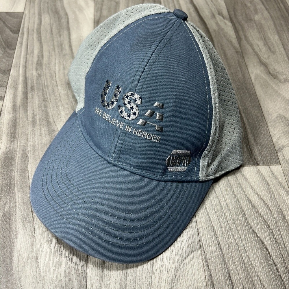 NAPA USA We Believe‎ in Heroes Baseball Cap Mens OSFM Gray Blue Perforated Hat